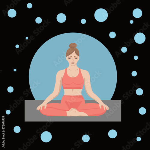 black yoga , yoga girl , black back , lotos pose , bleu