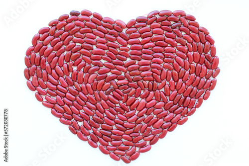 red heart made of beans