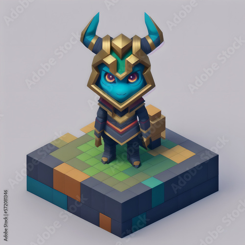 Tiny cute figure of scandinavian god Loki, 3D concept suitable as game development graphic resource, AI Generated photo