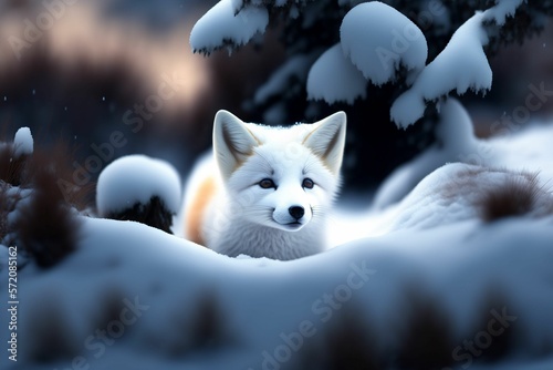 Raposa branca na neve © Carlos