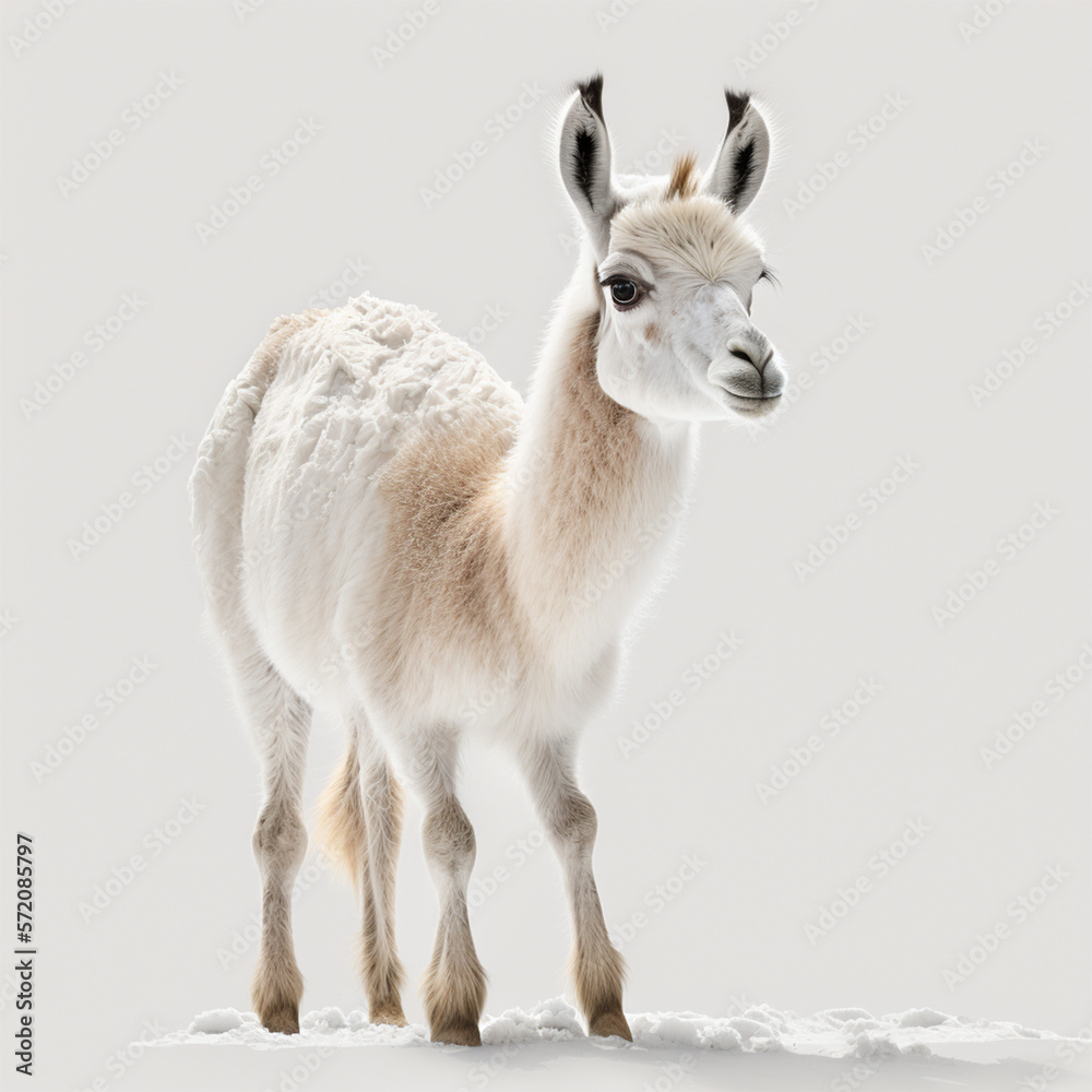 Lama auf weißem Hintergrund isoliert (erstellt durch KI-Tool)