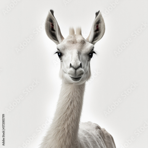 Lama auf weißem Hintergrund isoliert (erstellt durch KI-Tool)