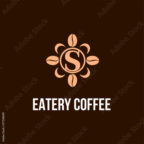 Letter S with Coffee Bean Icon for Cafe, Coffee Shop, Bean Company Logo Idea Template