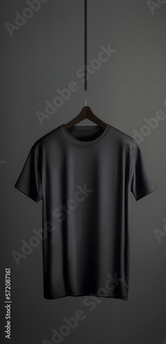 T-shirt mockup for print. T-shirt hanging on a hanger, generative ai