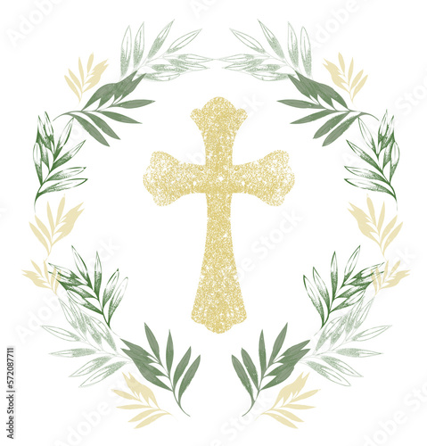 Wallpaper Mural Graphic Easter Cross Clipart, Spring Floral Arrangements, Vintage Baptism Crosse