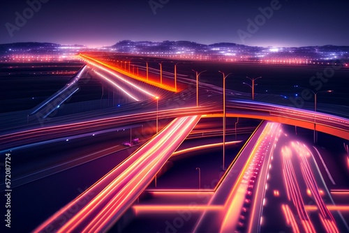 night traffic at night - Generate AI