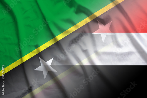 Saint Kitts and Nevis and Yemen national flag international negotiation YEM KNA photo