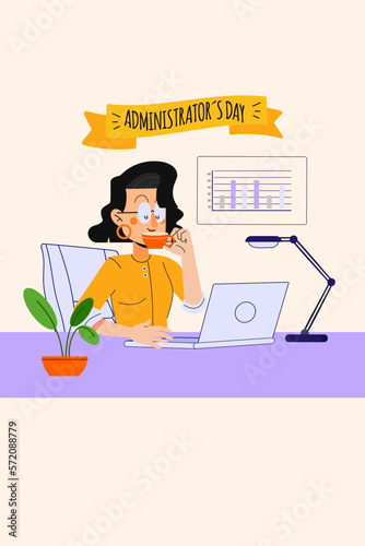 Gente de negocios, concepto de oficina para gestión de proyectos, negocios, administración. Carácter de ilustración vectorial moderna para sitio web, post, afiche.