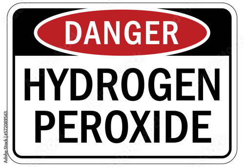 Hydrogen chemical warning sign and labels hydrogen peroxide