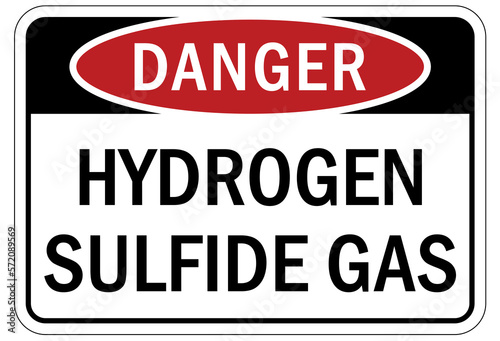 Hydrogen chemical warning sign and labels hydrogen sulfide gas