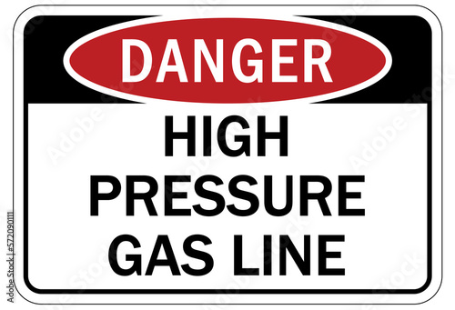 Pipeline sign and labels high pressure gas line