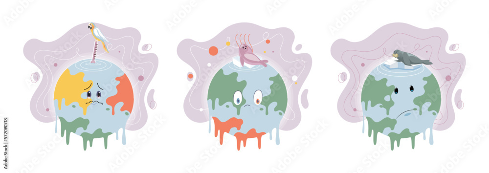 Fototapeta premium Climate change concept. Global warming metaphor. Nature environment danger, energy business industr, climate change saving planet, air pollution. Temperature rising animal extinction. Environment Day