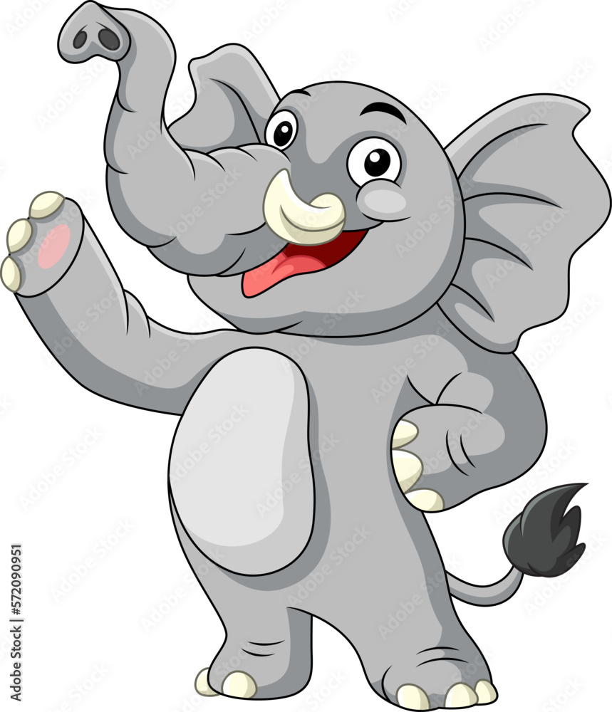 Cartoon happy elephant waving hand Cartoon happy elephant waving hand