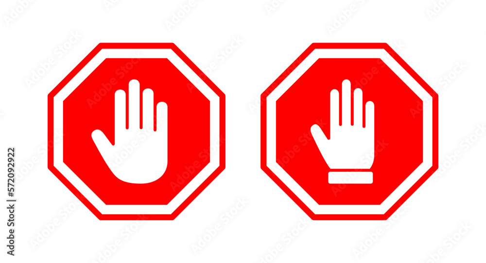 Stop icon vector illustration. stop road sign. hand stop sign and symbol. Do not enter stop red sign with hand Stop icon vector illustration. stop road sign. hand stop sign and symbol. Do not enter stop red sign with hand