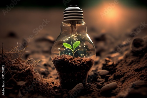 Green Energy and a Bright Future: A Light Bulb in Soil - New Ideas for Sustainable Solutions. Generative AI