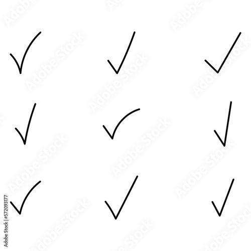 Collection Of Nine Simple Hand Drawn Check Marks photo