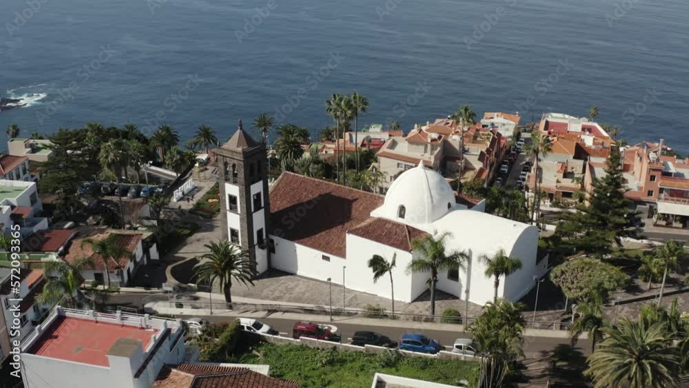 Spanish church village with sea view in canary islands, spain Spanish church village with sea view in canary islands, spain
