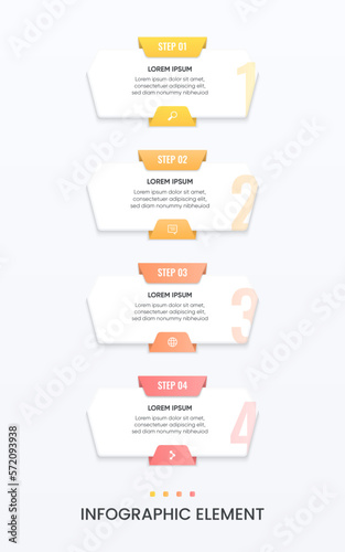 infographic design vertical template. Modern and colorful step by step design.