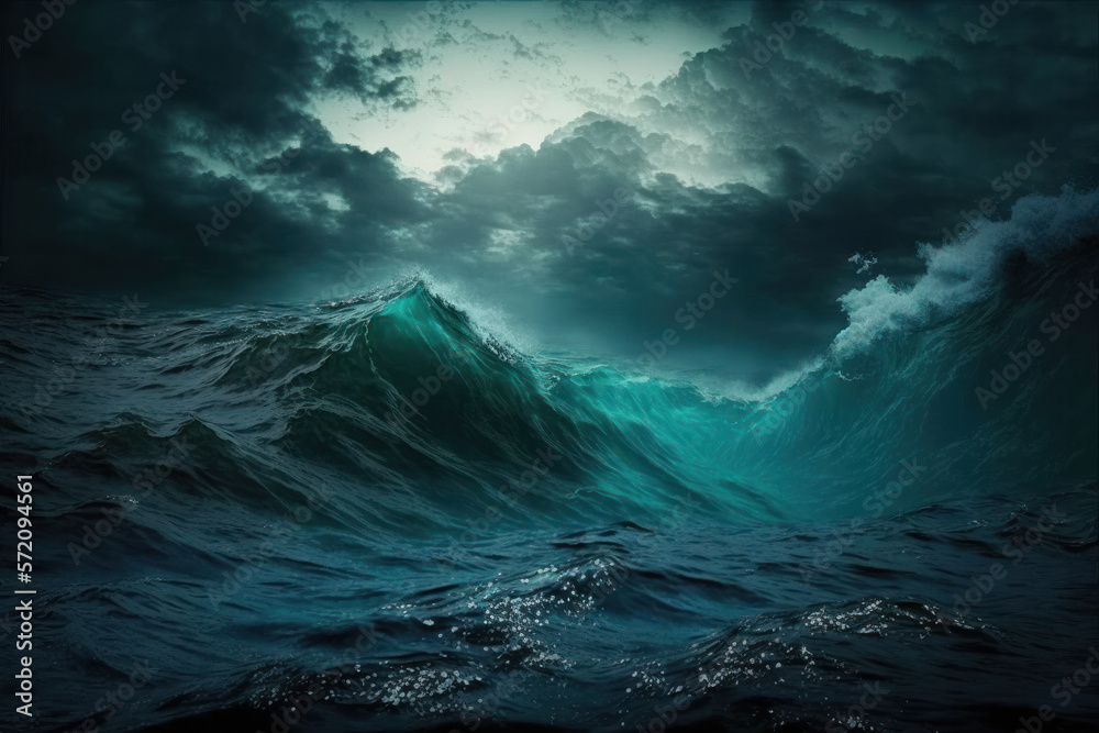 storm over the sea created with Generative AI technology
