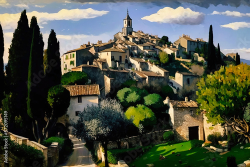 Saint-Paul de Vence, in the style of Paul Cézanne - generative ai