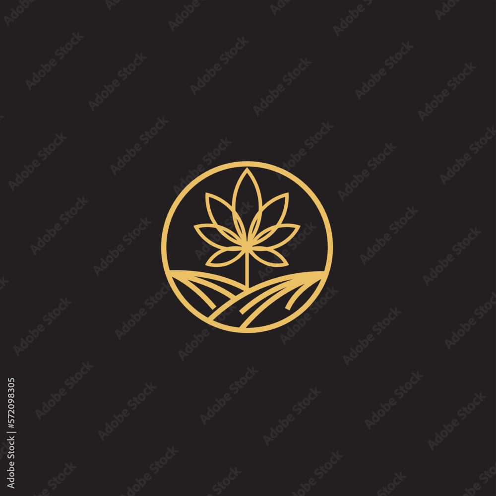 cannabis abstract minimalist gold line logo of a cannabis leaf for your brand. cannabis abstract minimalist gold line logo of a cannabis leaf for your brand.