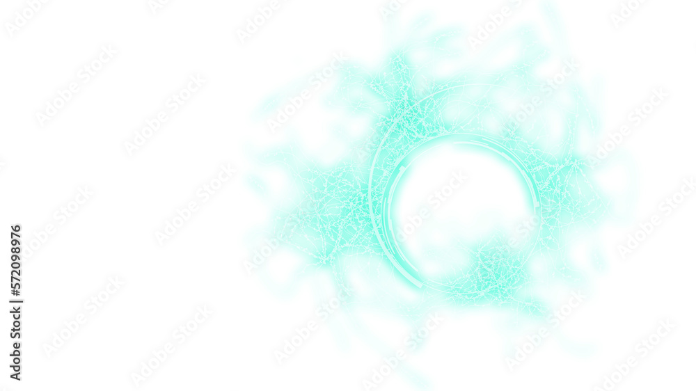 Fototapeta premium A digital illustration of an abstract background with glowing green technology circle with vines on a transparent background. 