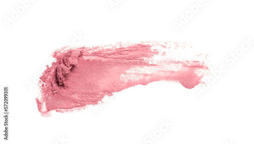 Smear of beautiful lipstick on white background, top view