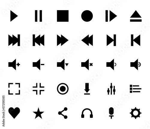 media play icon set, illustration, symbol. which can be edited
