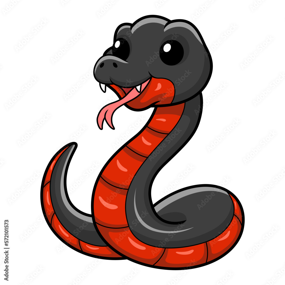Fototapeta premium Cute red bellied black snake cartoon