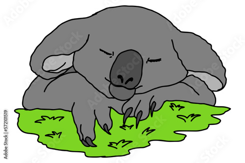 Animal Vector - Cute Koala Sleeping On Grass