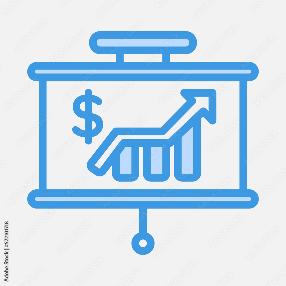 Profit presentation icon in blue style, use for website mobile app presentation Profit presentation icon in blue style, use for website mobile app presentation