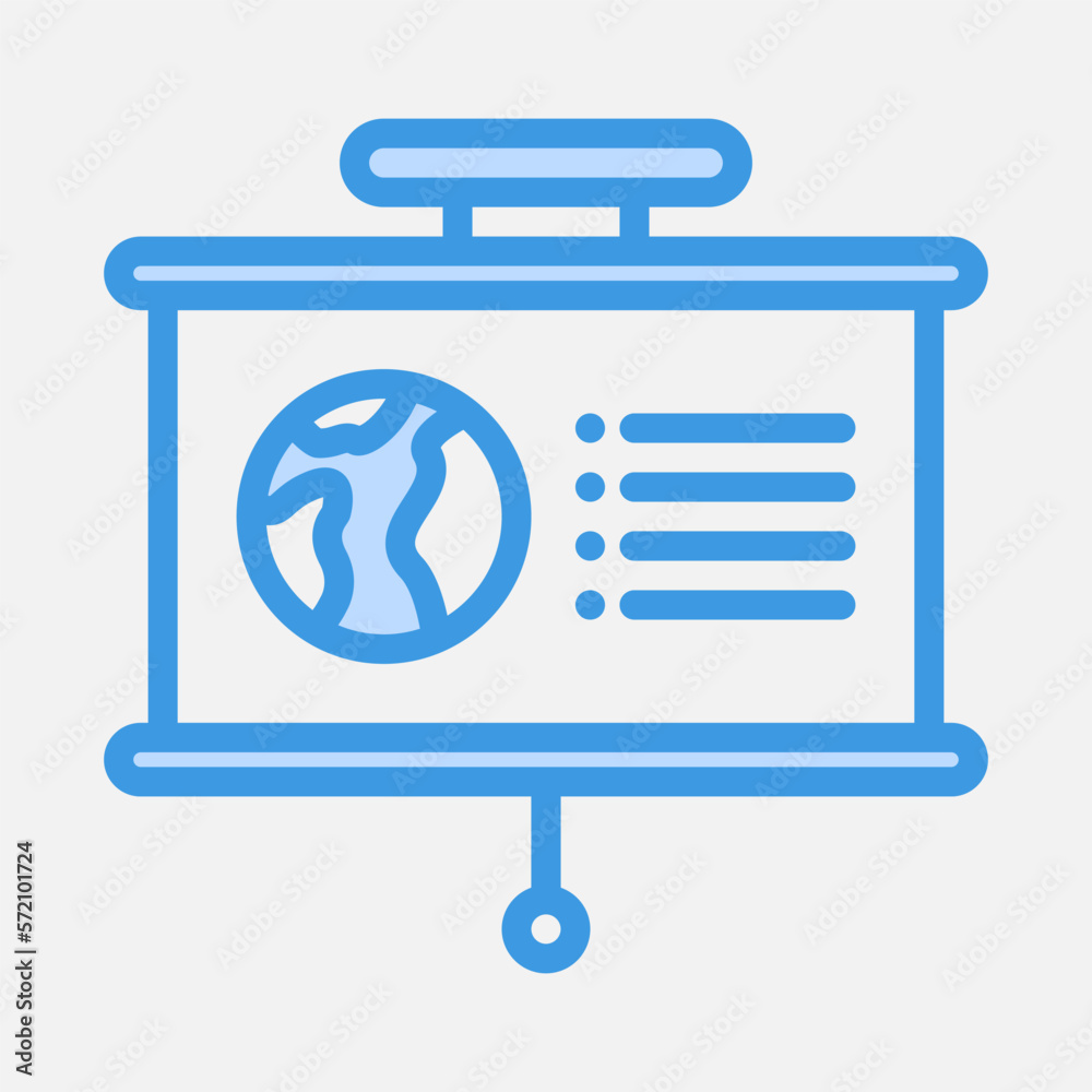 Geography presentation icon in blue style, use for website mobile app presentation Geography presentation icon in blue style, use for website mobile app presentation
