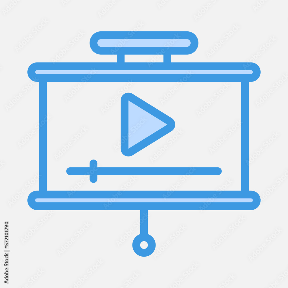 Video player presentation icon in blue style, use for website mobile app presentation Video player presentation icon in blue style, use for website mobile app presentation