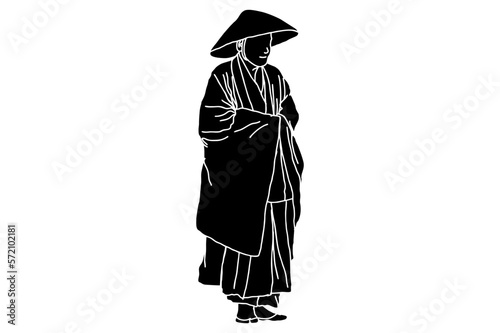 Silhouette of Wandering Buddhist monk