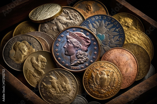 coin collector's dream come true - a gleaming assortment of coin ideas, generative ai