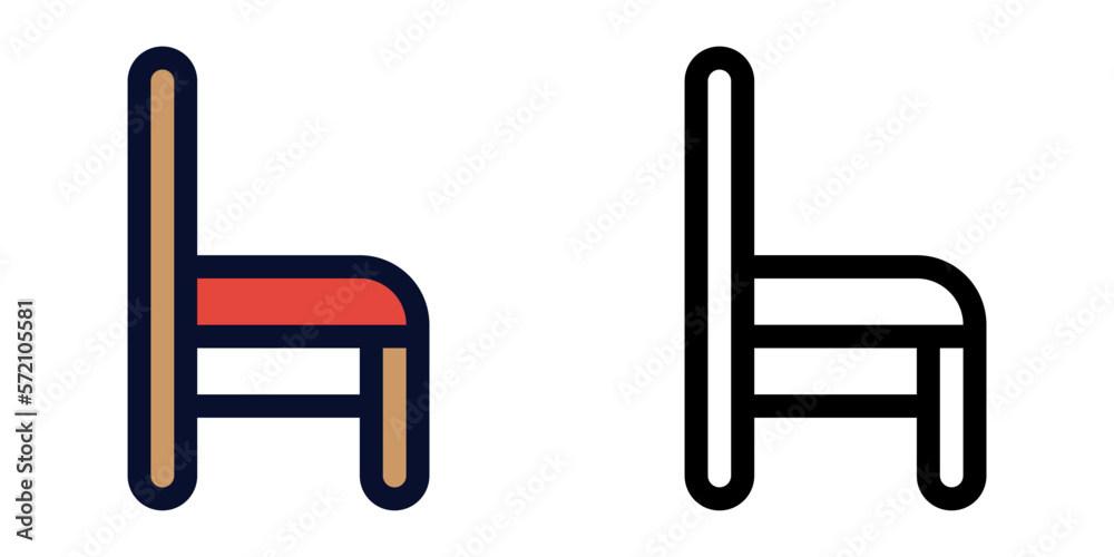 Simple Chair. Color and Line Icons Simple Chair. Color and Line Icons