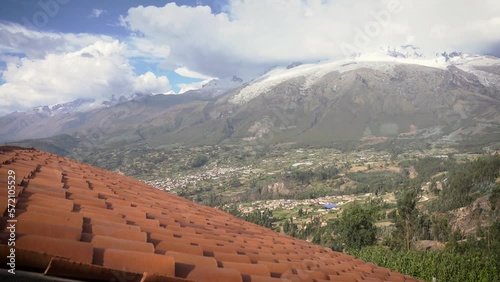 Clay roof tile terrace residence at peak Peru Yungay photo