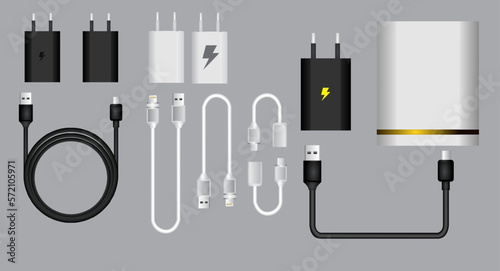 illustration of realistic charger smartphone isolated