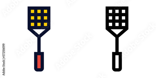 Fly Swatter. Color and Line Icons