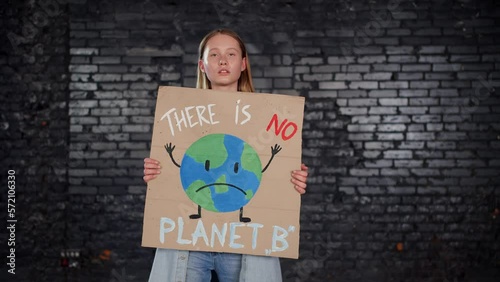 A group of protesting youth are against environmental pollution, global warming