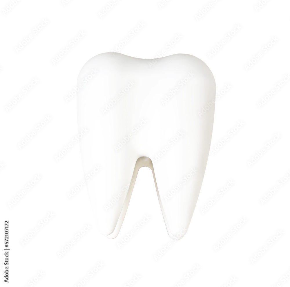 Tooth isolated on black background with clipping path