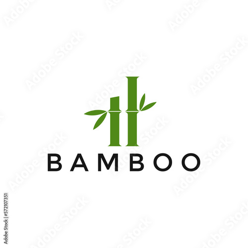illustration vector graphic Green Bamboo Logo Design Template