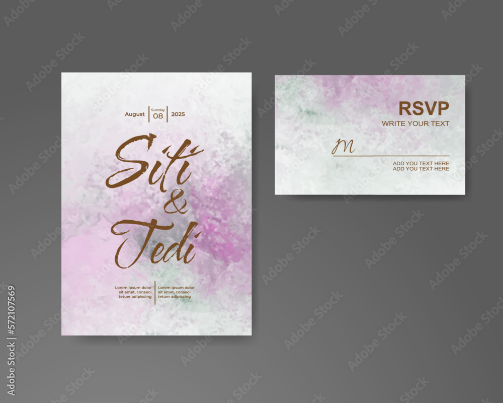 Wedding invitation with abstract watercolor background Wedding invitation with abstract watercolor background