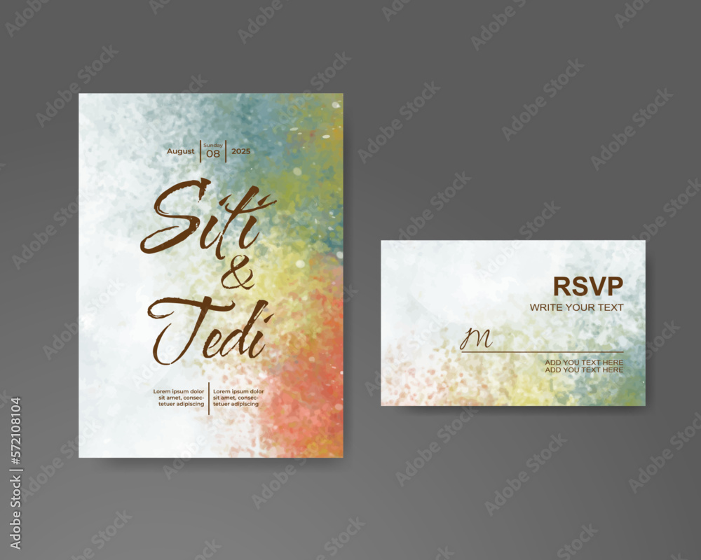Wedding invitation with abstract watercolor background