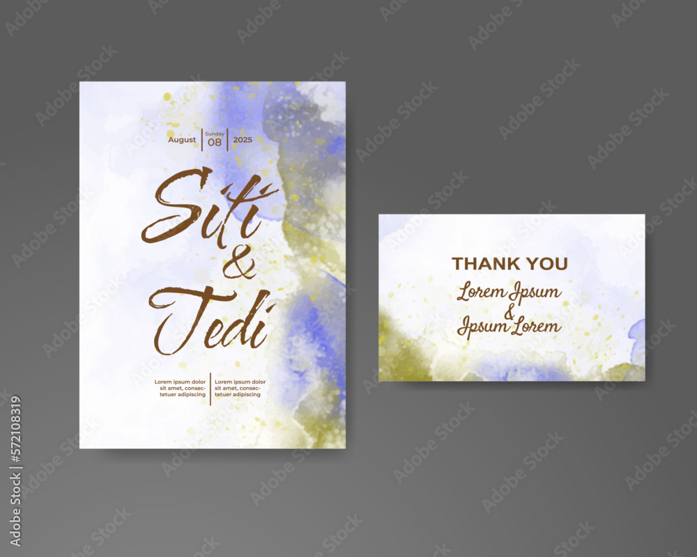 Wedding invitation with abstract watercolor background Wedding invitation with abstract watercolor background
