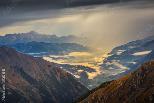 Obraz na płótnie Hohe Tauern mountains and lake from above Grossglockner road at dawn, Austria w salonie