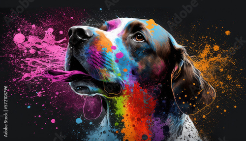 portrait of a dog colorfull