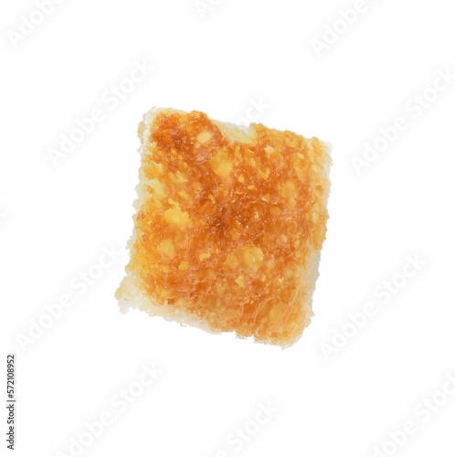 One delicious crispy crouton isolated on white