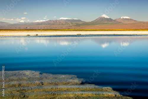 Obraz na płótnie Licancabur with reflection lake and volcanic landscape at Sunset, Atacama, Chile w salonie