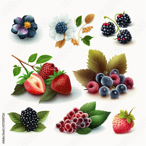 berry fruit set  white background  vector illustration  vector illustration  Made by AI Artificial intelligence
